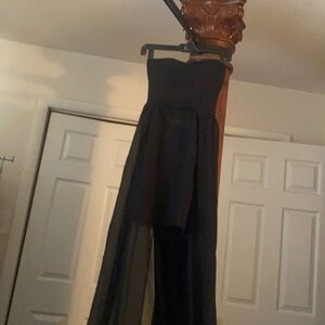 Black dress sheer long and short skirt under